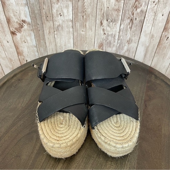 Marc Fisher Black Venita Buckle Espadrille Slide Sandal Size 10 Women - Picture 2 of 11